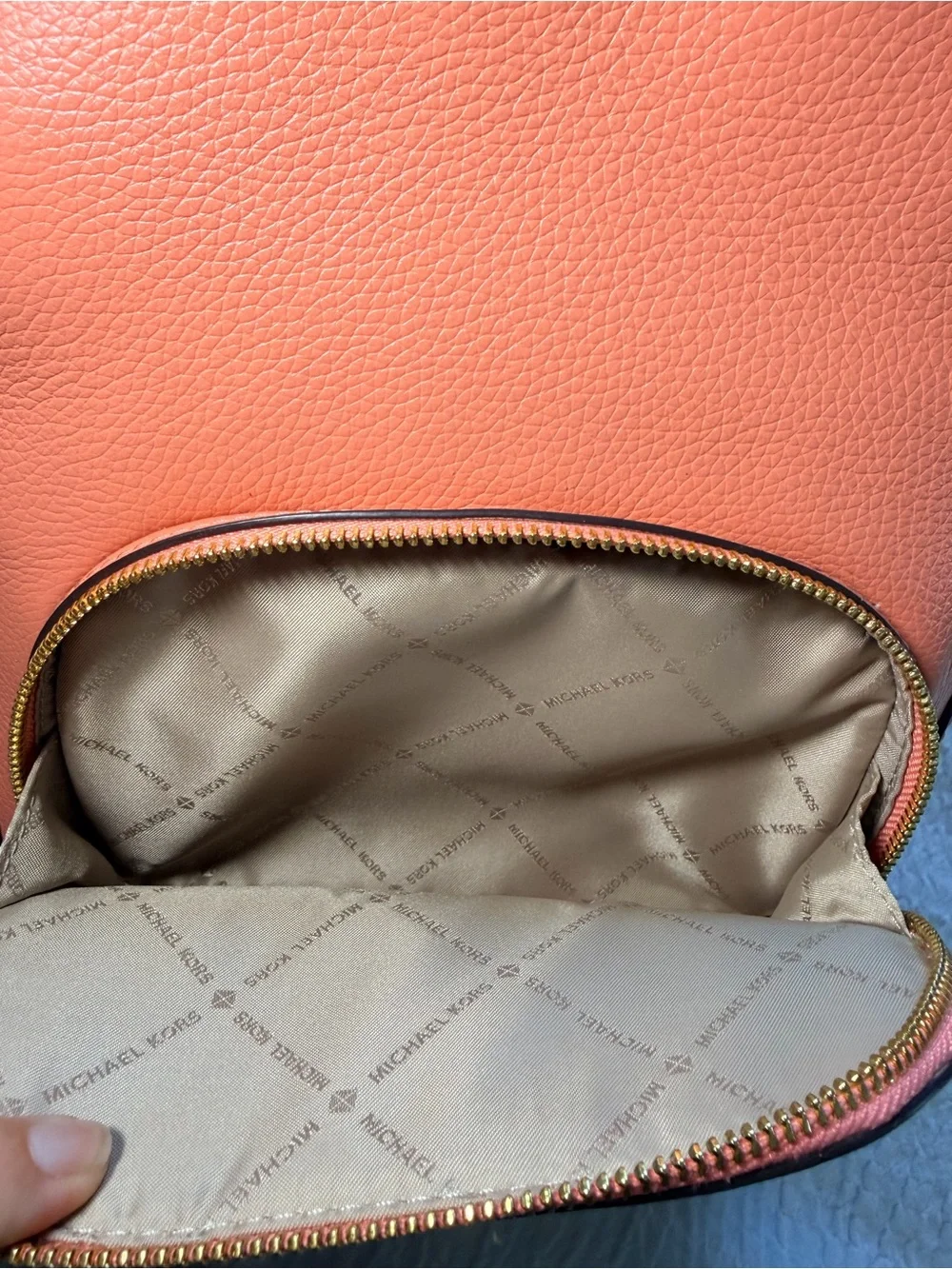 Michael Kors Medium Jaycee Zip Pocket Pebbled Leather Backpack Sherbet - Picture 9 of 15